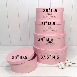 Коробка 37,5*14,5 см "THE SECRET GARDEN" круглая розовая