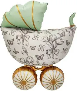 36" Коляска ретро, зеленый сатин / Китай 27430