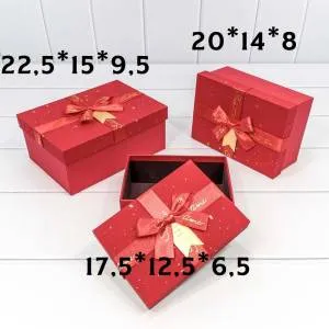 Коробка 20*14*8 см с бантом красная