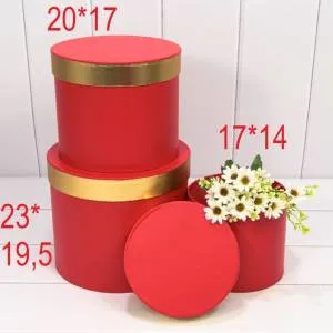 Коробка Цилиндр 23*19,5 Красный с зол каймой