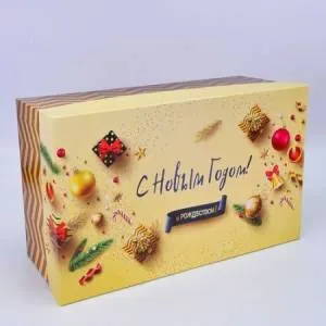 Коробка 32*19.5*12.5 см. "С Новым Годом и Рождеством"
