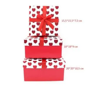Коробка "Красные сердца" 20*20*10,5 см