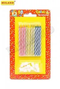 Свечи для торта "Волшебные свечи" (незатухаемые) 10 шт с подставками