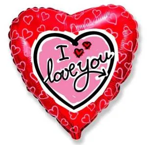 18" Сердце Я тебя люблю (сердце на сердце) (Flexmetall)/201668