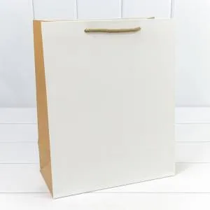 Пакет подарочный 26*32*13 см. Белый/Крафт / 000200С