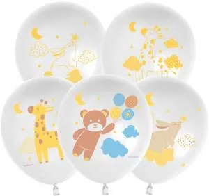 12" Любимые зверята, белый пастель (Китай 512)/ 25 шт 512-074