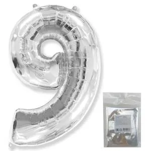 Цифра "9" - серебро в упак/ Flexmetal