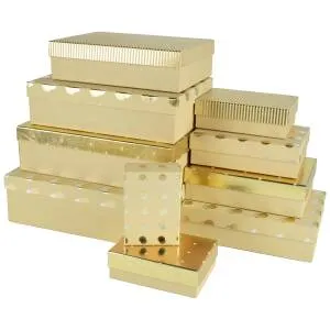 Коробка 29*21*8 см. "Нежный микс" бежевый/золото металлик / 502272