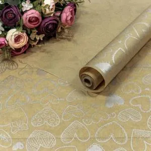 Крафт-бумага Сердечки фигурные, серебро 0.7*10м/34372