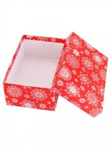 Коробка Снежинка на красном 17*11*6мм/Кор-2076