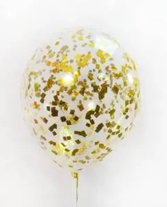 Шар с конфетти Золото 30 см с гелием
