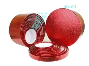 Коробка 29.5*29.5*15.8 см Текстура кожи красная цилиндр  /SY813-RED