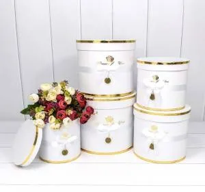 Коробка "Золотая роза" Белый 14,5*14,5*16 см 