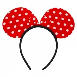 Ободок с ушками красный в белый горох 603171