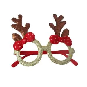 Карнавальные очки Оленьи рожки с бантиками, коричневый/золото / 6232272