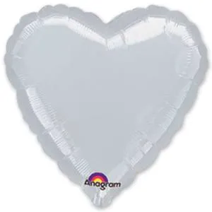 Сердце металлик серебро 18" (Анаграм) / 1204-0035