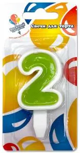 Свеча-цифра 2, ассорти, 5 см