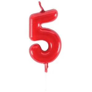 Свеча-цифра "5" Красная 4,5 см / 1502-6869
