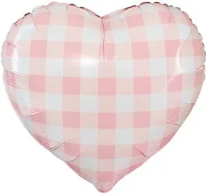 18" Сердце, Клеточки розовые (Китай) / 27437