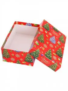 Коробка Новогодние елочки 40*28*10мм/Кор-2034