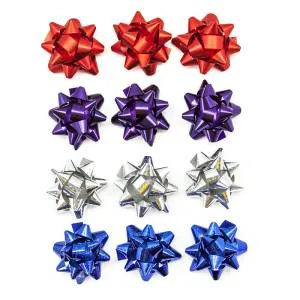 Бант-звезда, праздничный микс,ассорти металлик 5 см, 25 шт/17818