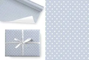 Крафт-бумага белая "Горох на голубом"  100*70 см, 5 листов /Ч45079