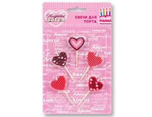 Свечи д/торта на пик Сердца 5шт/1502-2397