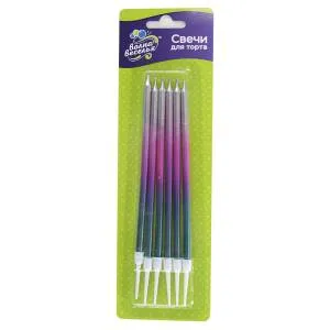 Свечи "Северное сияние" градиент 6 шт 14,5 см с держ./183550