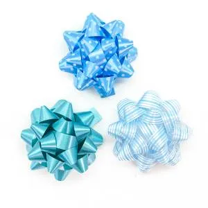 Бант-звезда, голубой микс 7см,12 шт./17802