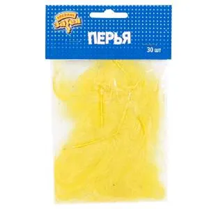 Перья декоративные желтые 10см 30 шт / 1501-4750
