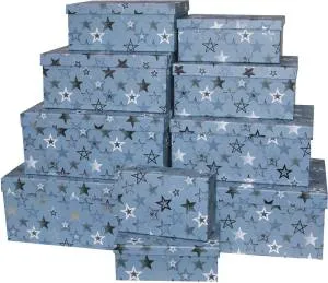 Коробка 31*25*13 см "Волшебные звезды" голубой металлик