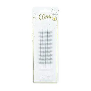 Свечи "гиганты" полоски серебро с глиттером с держат. 13 см, 6 шт / 620212