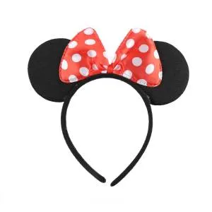 Ободок Мышка с бантиком, большие точки Красный/603101