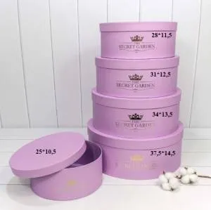 Коробка 31*12,5 см "THE SECRET GARDEN" круглая сиреневый