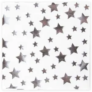 Салфетка "Звезды,Серебро металл" 33 см. 12шт. / 623578