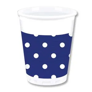 Стаканы пластиковые "Горошек синий" 200 мл, 8 шт.