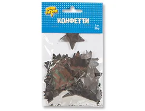 Конфетти "Звезды фольг.серебро" 3 см. 20 гр.