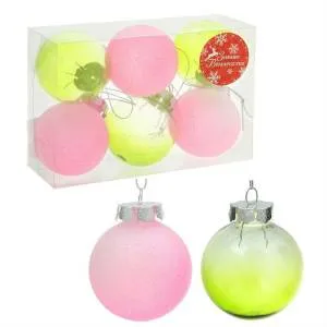 Набор шаров d-6 см."Дуэт розово-зеленый"1310296