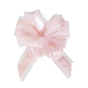 Текстильный бант-шар Широкая полоса, Светло-розовый 5 см./6231140/1