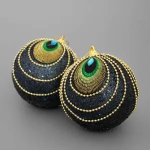 Ел.украшение шар Павлин 10 см (2 шт в упак) / ч32240