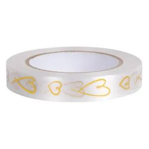 Лента "Золотые сердца" 2 см*50м БЕЛАЯ