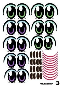 Наклейки "Глаза Рты №3"( 8 комплектов на листе)/1960-03