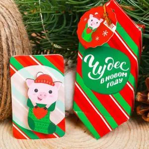 Новогодний значок "Свинка в носочке" 3392258