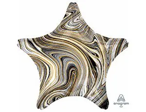 Шар 19" Звезда Мрамор Black (Анаграм)/1204-1029