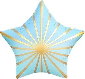 18" Звезда, Золотые грани, голубой сатин (Китай) / 26868
