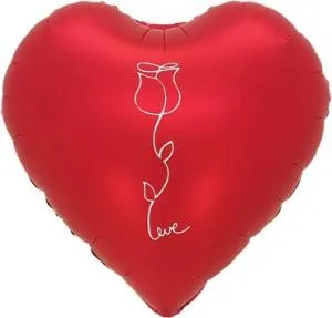 18" Сердце, Роза сатин красный (Китай)/26038