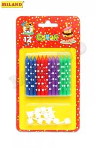 Свечи д/торта с подставками "Веселые точки" 12 шт.