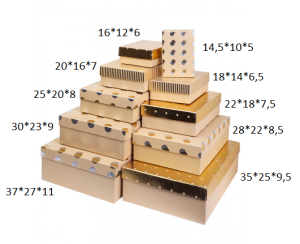 Коробка с тиснением фольгой Бежевый 35*25*9,5 см КОР-3879