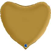 Сердце фольга Золото Сатин 92 см с гелием