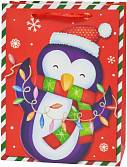 Пакет "Новогодний пингвин" Красный 23*18*10/210708S2